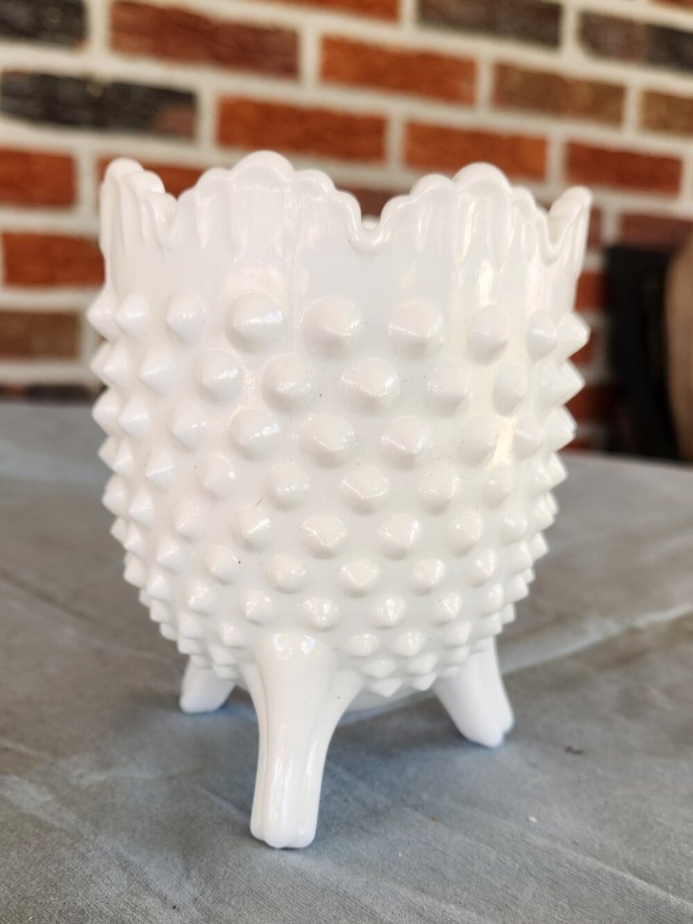 Vintage Fenton Milk Glass Footed Vase